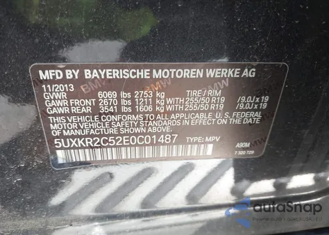 2014 BMW X5 Sdrive35I из США, поврежденный, VIN 5UXKR2C52E0C01487